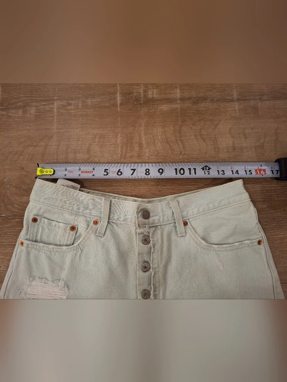 Levi’s 501 Original Women’s Denim Shorts Size 28 Bleach Wash Distressed